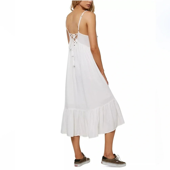 O'Neill Lexi Lace-Up-Back White Midi Dress - Picture 2 of 8